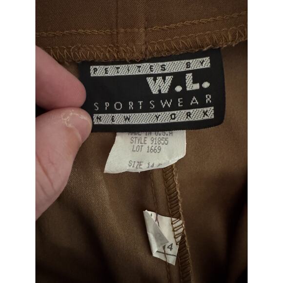 Vintage W.L. Sportswear Petites Brown Stretch Pants Size 14P Made in USA - Picture 15 of 15